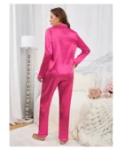 Women's Home Clothes Satin Pajama  Long Sleeve Pocket Heart-shaped Embroidery Tops & Pants Pyjama Femme Loungewear Pj Set - Image 11