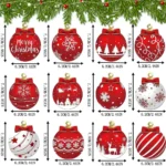 12PCS Christmas Ball Pendant, Wooden Pendant Christmas Decoration - Image 5