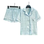 Fashionable Women's Two-Piece Pajama Set Satin-Like Long Sleeve with Bow Design Breathable & Silky Viscose - Image 4