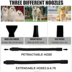 VickyHome Pet Dog Cat Grooming Hairdryers Professional 2800W Variable Speed Powerful Efficient Hair Fur Blower Dryer,3 Nozzles - Image 6