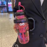 1100ML Sports Water Bottle Cute Aesthetic Large Capacity Water Cup for Women Summer Home Outdoor Portable Straw Cup - Image 11