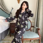 Women's Light Luxury Silk-Feel Pajamas Long-Sleeve Homewear - Image 2