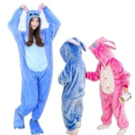Disney COS Stitch blue and pink onesie plush pajamas - Image 2