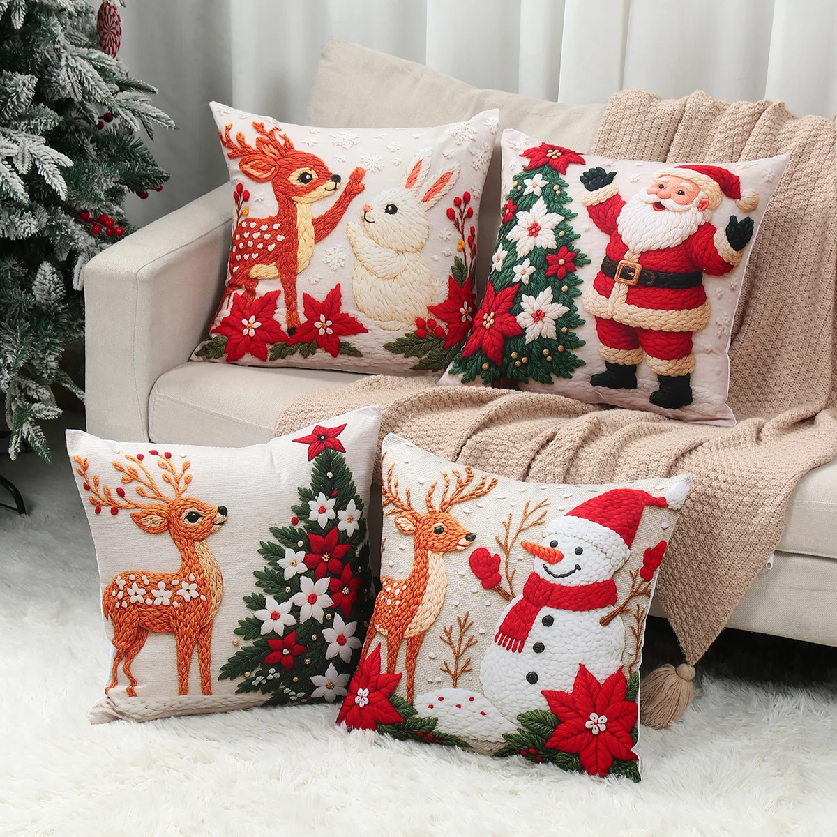 kf-S63f033a77fa043c783cc6122bc88957bZ 4pcs Merry Christmas Cushion Cover Home Decorations - Image 1