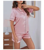 Women's Pajamas Set Satin Sleepwear Button Down Tops and Shorts Pajama 2 Piece Suit Pyjama - Image 15