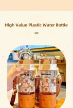 580ml Tritan Cute Capybara Space Cup with Hand-held Ring BPA-Free Portable Camper Water Bottle with Straw and Strap Juice Cup - Image 9