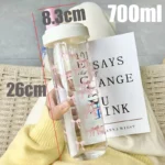 700ml Portable Large Capacity Women Water Cup Pink Bow Print Tumbler Water Bottle with Straw Lid Girly Attractive Drinking Cup - Image 6