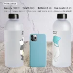 Water Bottles Cute Panda Bear Cup 1000ml With Straw Transparent Cartoon Water Bottle Drinkware Frosted Leak-proof Protein Shaker - Image 9
