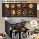 10L Dual Air Fryer 2400W Digital Cooker Oven 1-in-1 Healthy Frying Double Basket - Image 2