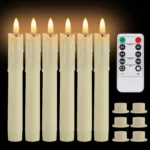 6/12Pc 6.6inch LED Flameless Taper Candles with Remote Flickering CandleSticks Plastic Window Candles - Image 7
