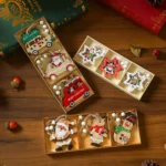 Christmas decorations, wooden boxes with wooden painted pendants, Christmas tree decoration pendants - Image 6