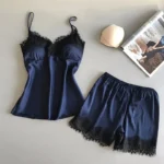 Women Pajama Suit Fashion V-Neck Lace  Lingerie Pyjamas Sleep Shorts Set Sleepwear New - Image 2