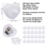 24Pcs Flameless Led Candle For Home Christmas Party Wedding Decoration Heart-shaped Electronic Battery-Power Tealight Candles - Image 7