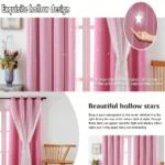 2-Panel Pink Starry Night Blackout Curtains 2 Layer Hollow-Out Star Design Light Blocking Drapes For Bedroom Elegance Curtains - Image 5