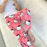 Sanrio Hello Kitty Pajamas Halloween Flannel Fashion Trouserswomen Kawaii Woolen Anime Cartoon Casual Home Pants Autumn - Image 12