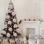 5/10Pcs Glitter Pink Christmas Flowers Xmas Tree 14cm Artifical Flower Ornaments - Image 9