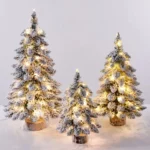 45/60 CM High Christmas Tree with PVC Snowflakes Flocked Tabletop Decor Tree