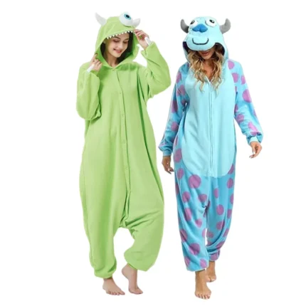 Pixar Monsters Inc 3 Eyed Alien Onesie Pajamas Warm Fuzzy Sleepwear