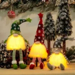 Christmas Gnome Ornaments LED Light Plush Knitting Crafts Tree Pendant Christmas Decorations for Home Kids Gift - Image 4
