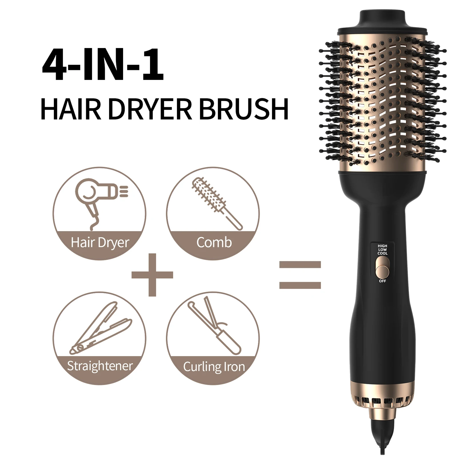 kf-S761f06c785a24fd79caef60c1d79edbd1 4-in-1 Hot Air Brush with Negative Ion Blow and Comb, Straight and Curl in One Hair Curler Wand - Image 1