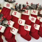 Christmas Socks Knitting Snowflake Letter Stocking Christmas Decoration