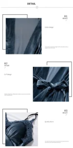 Casual Velour Home Clothing 4pcs Sleep Set Lingerie Women Pajamas Suit Long Sleeve Lace Velvet Homewear Pyjamas set - Image 11