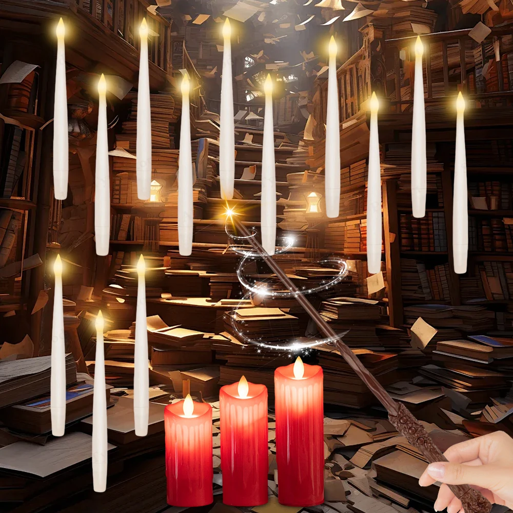 kf-S80cb080d20794125b9bf35e7e81ff5ffy 10-24PCS Floating LED Flameless Taper Candles Candle Light Battery Powered Warm Light andle Lamp for Christmas - Image 1
