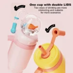 24oz Stainless Steel Whale Fountain Tumbler with Handle Whale Water Cups for Kids Teens and Adults - Image 2