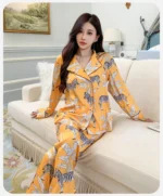 Women's Light Luxury Silk-Feel Pajamas Long-Sleeve Homewear - Image 13