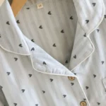 Women's Pajama Set 100% Cotton Gauze Vertical Strip Love Long Sleeve Two piece set - Image 10