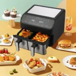 8L 2000W Stainless Steel Air Fryer Double Basket Digital Display with 8 Cooking Presets Oilless Cooker Dishwasher Safe Basket - Image 5