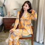 Women's Light Luxury Silk-Feel Pajamas Long-Sleeve Homewear - Image 3