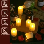 6Pcs/Set Rechargeable LED Candle Timer Remote Flickering Flames Wedding Candles Birthday Decor Tealights USB Charger Candle Lamp - Image 2