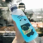 Water Bottles Cute Panda Bear Cup 1000ml With Straw Transparent Cartoon Water Bottle Drinkware Frosted Leak-proof Protein Shaker - Image 17