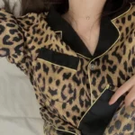Pajamas Set Women's Fashion Leopard Print Long-Sleeved Sleepwear Loungewear Ladies Upscale Homewear - Image 4