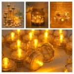 Set of 12 Waterproof LED Tea Lights Submersible Battery Operated LED Candle For Wedding Fountain Vases Tub Fish Tank Pond Lights - Image 4