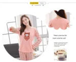 2PCS/Set Women Fashion Long-Sleeved Pajamas Cartoon Love Bear Cute Soft - Image 13