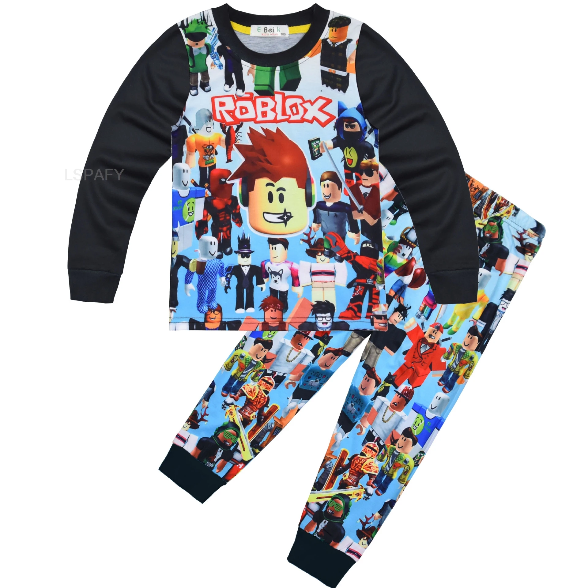 kf-S92617ae9d66247cc9b98749ff373bf718 Game Roblox Clothing Middle and Big Kids Homewear Suit Long-sleeved Two-piece Pajamas - Image 1