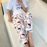 Sanrio Hello Kitty Pajamas Halloween Flannel Fashion Trouserswomen Kawaii Woolen Anime Cartoon Casual Home Pants Autumn - Image 5