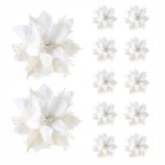 5/10pcs 14.5cm Christmas Flower Ornaments,Pink,Red,Gold,Glitter Artifical Flowers For Christmas Tree - Image 12