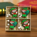 Christmas decorations, wooden boxes with wooden painted pendants, Christmas tree decoration pendants - Image 18
