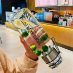 2L Large Capacity Glass Water Bottle Transparent Milk Juice Cup Outdoor Portable Leakproof Drinkware Tea Water Glass Bottle 2L - Image 4