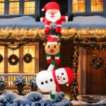 8FT Christmas Inflatables Decor, Climbing Santa Claus with Reindeer & Snowman/Elves