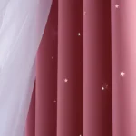 2-Panel Pink Starry Night Blackout Curtains 2 Layer Hollow-Out Star Design Light Blocking Drapes For Bedroom Elegance Curtains - Image 14