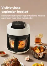 Free Electric Hot Glass Air Fryers Oven 12-in 1 2.5L White Air Fryers with Nonstick Basket Home Kitchen Appliances - Image 8
