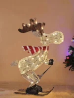 Glowing Ski Reindeer Ornaments Reindeer Lawn Decorations 3d Glowing Reindeer Ornaments with Led Lights for Christmas Decoration - Image 10