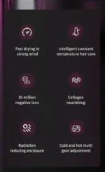 5 in 1 Professional Hair Dryer, with Hot and Cold Air Functionality - Lightweight and Thermostatic Styling Tool for Smooth Hair - Image 8