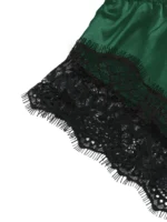 2PCS Women's Satin Pajama Set Lace Cami Top and Shorts - Image 5