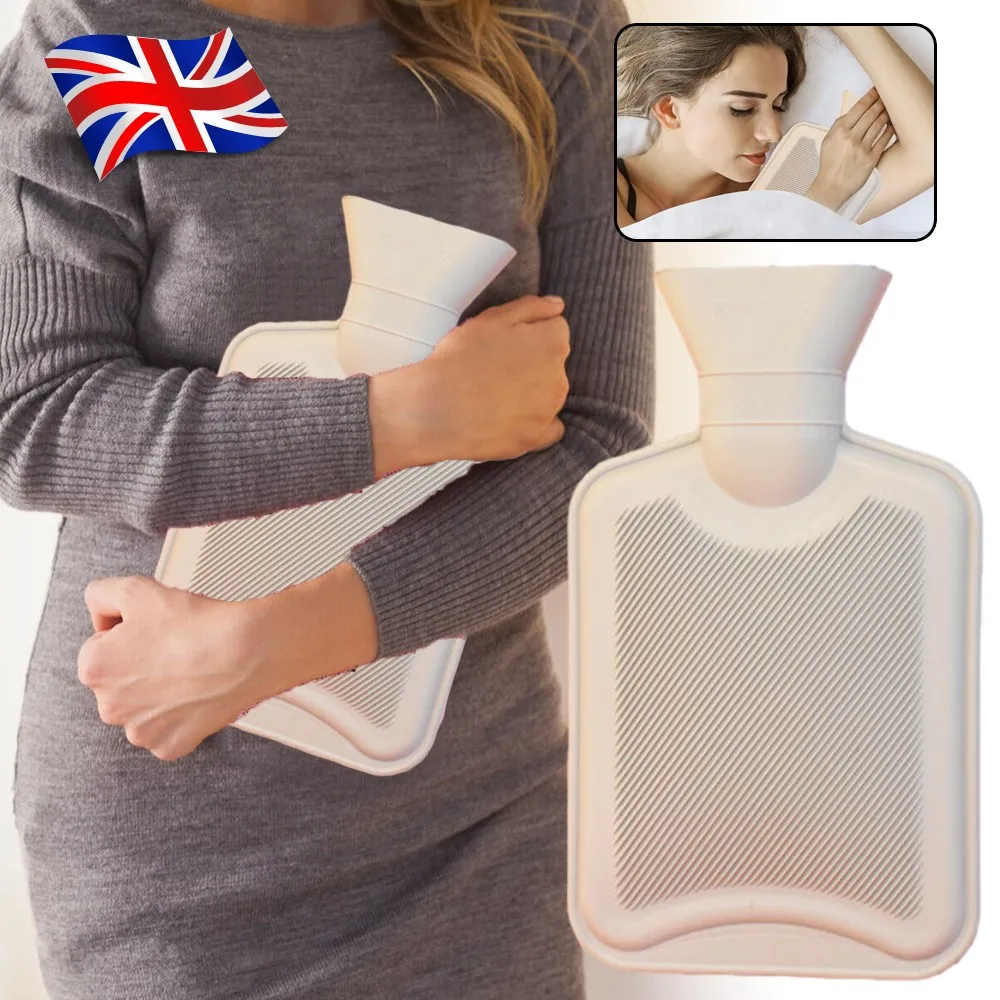kf-Sa0da41ad3ef54e9eb44b594332fb5bd9p 2 Litre Hot Water Bottles Natural Rubber Capacity Heat Therapy Pain Relief - Image 1