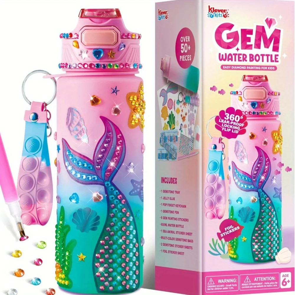 kf-Sa80c17868e844e1d99bf641a02f46295J JOYFY Decorate Your Own Water Bottle Kits Mermaid DIY Gem Diamond Painting Crafts for Girl Birthday Gift Christmas - Image 1